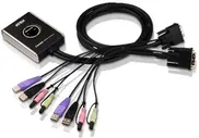ATEN CS682, 2-портовый KVM-переключатель со встроенными KVM кабелями 2х(1,2м), 1 user DVI-D(Female)+ 2хUSB(Тип А(Female)) +2хАудио(Female)
