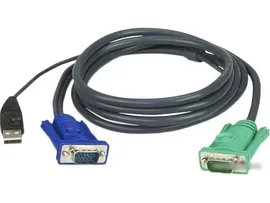 Кабель KVM Aten 2L-5205U USB(тип А Male)+HDB15(Male) (-) SPHD15(Male) 5,0м., черный. (2L-5205U)