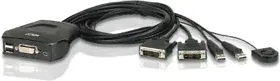 Переключатель KVM ATEN CS22D-AT 2-port, мини, USB, встроенные кабели 0,9м-0