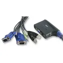 Переключатель KVM ATEN KVM Switch CS-62U 2-port, мини, USB+audio, встроенные кабели 1.8м